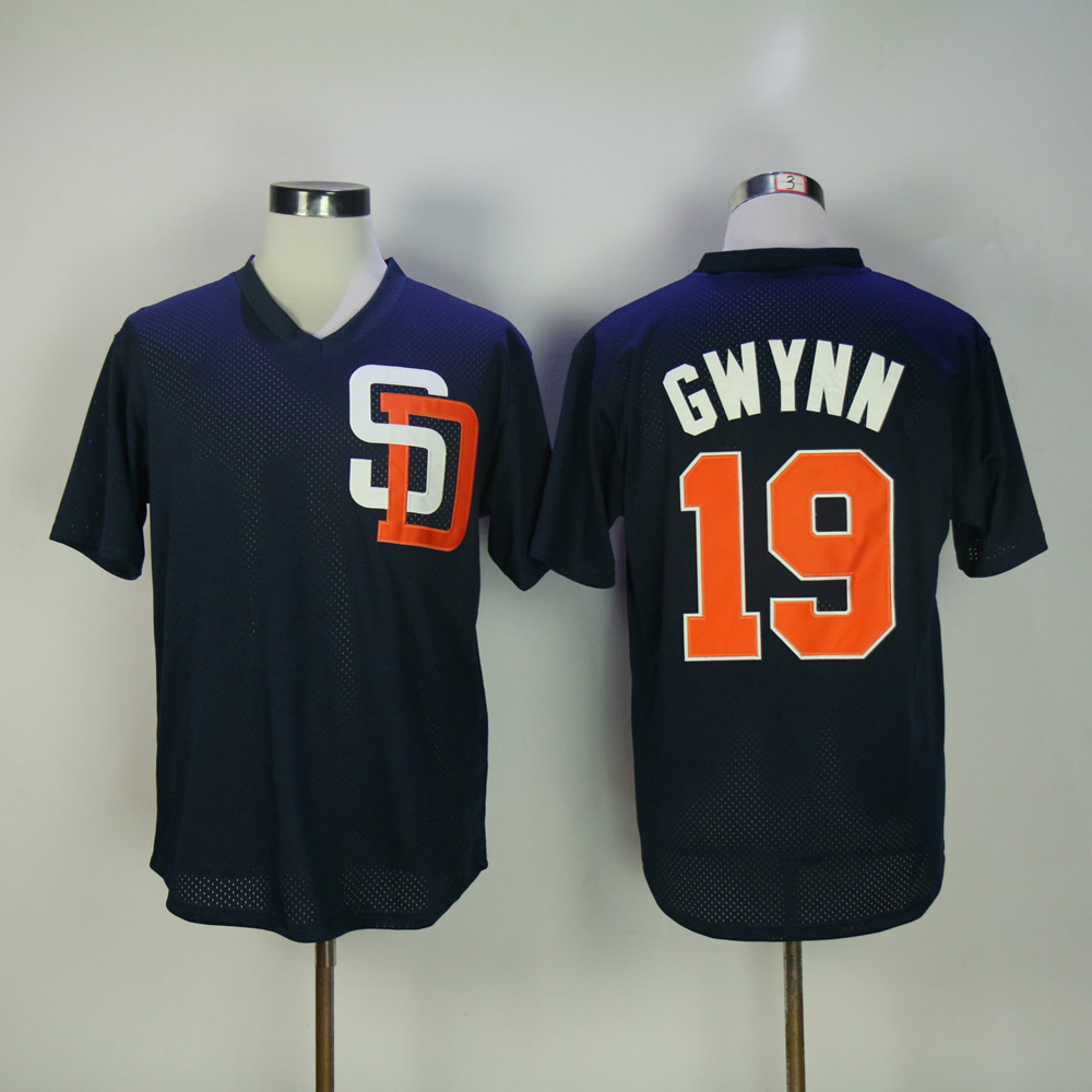 Men San Diego Padres #19 Gwynn Blue Throwback MLB Jerseys->san diego padres->MLB Jersey